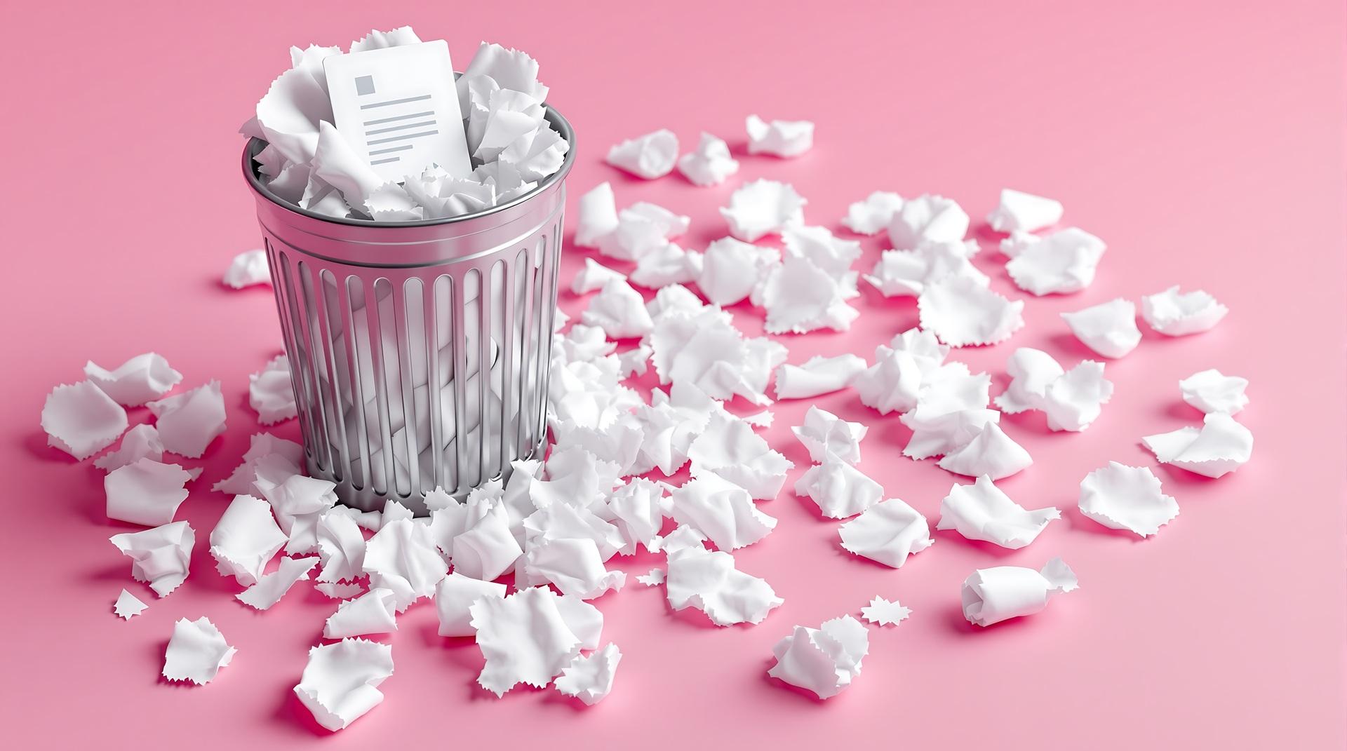 Zerknüllte Blätter im Papierkorb | Ghostwriter Masterarbeit